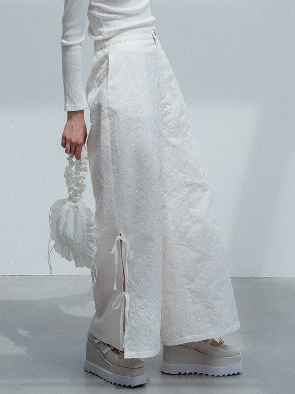 Honey mi Honey side ribbon jacquard pants