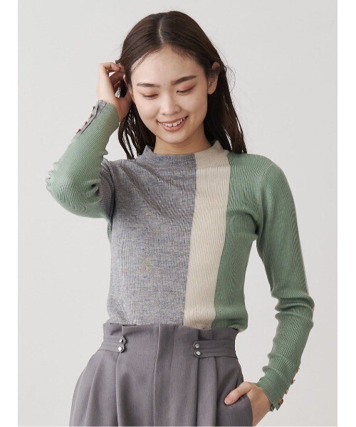TONAL ウォッシャブルウールマルチカラーリブニット