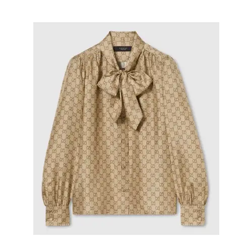 GUCCI プリント シルクツイル シャツ