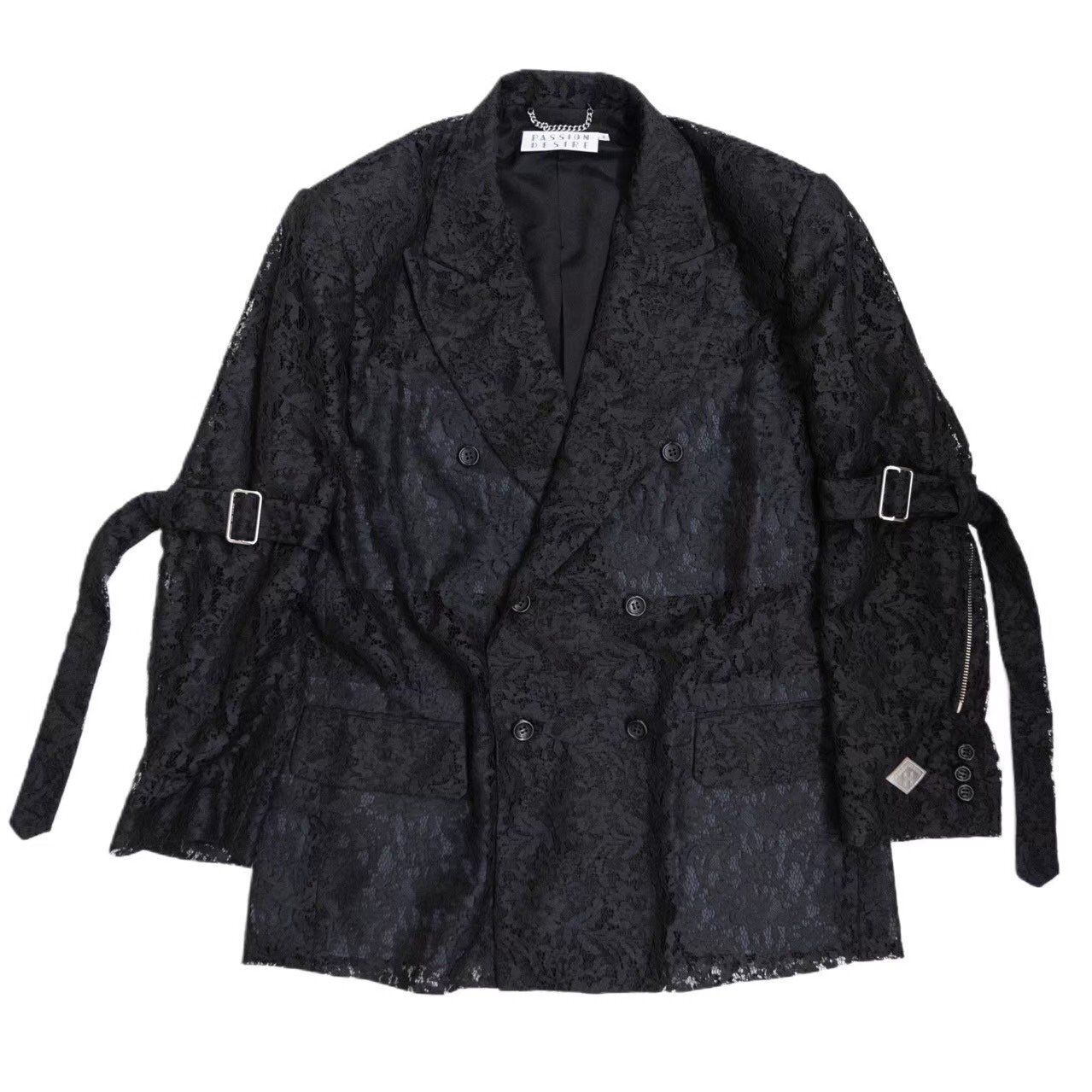 el conductorH FLOWER LACE BONDAGE DOUBLE BREASTED JKT