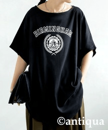 antiqua カレッジロゴ風 フライスT  Tシャツ レディース トップス・lna-00323