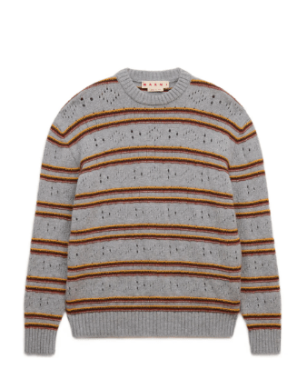 MARNI gray cashmere jumper with openwork knit
