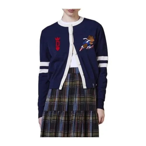 DOUBLE STANDARD CLOTHING コイルヤーン ベアロゴカーディガン