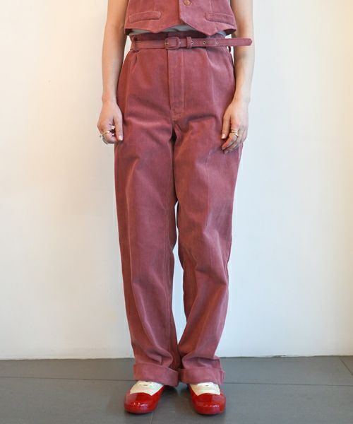 FUMIKA＿UCHIDA CORDUROY BELTED 2-TUCK SLACKS