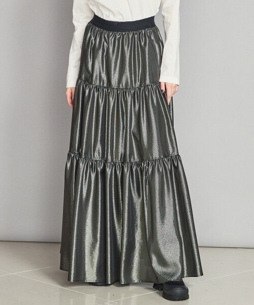 DOUBLE STANDARD CLOTHING シャイニーラメティアードスカート