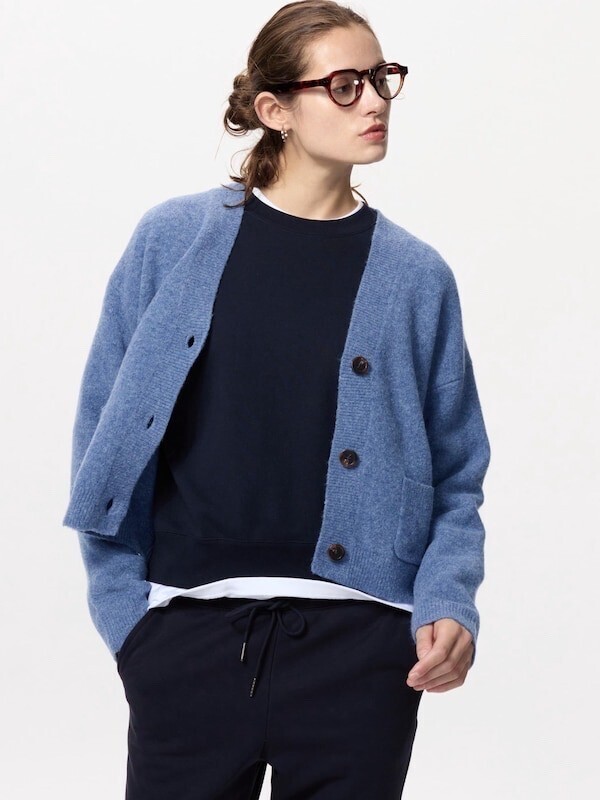 UNIQLO スフレヤーンVネックショートカーディガン