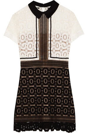 Self-Portrait Felicia two-tone guipure lace mini dress