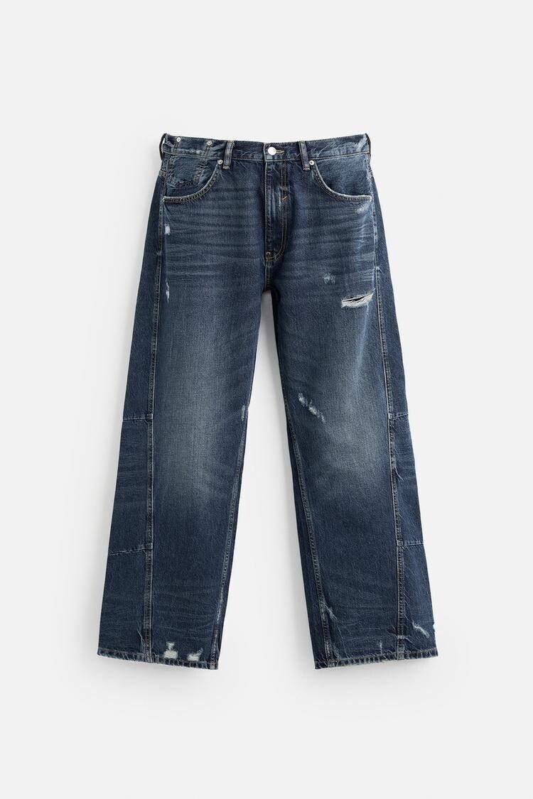 ZARA シームディテール バギー デニムパンツ
