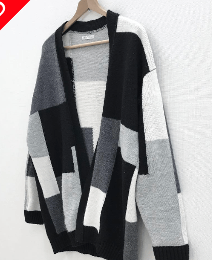 ZARA カーディガン ブロックデザイン