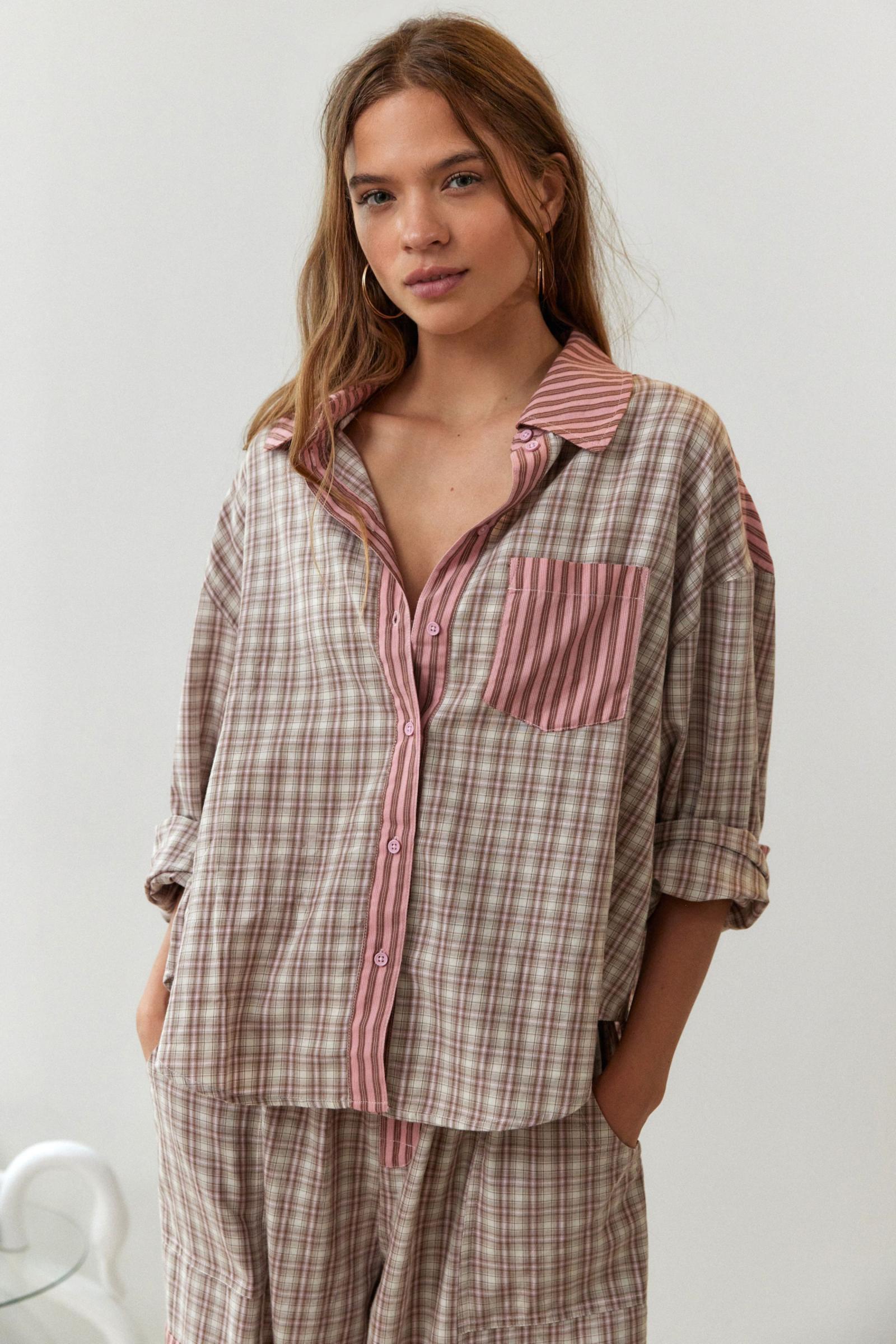 URBAN OUTFITTERS アウトフロムアンダー ノア スプライスド パジャマトップ