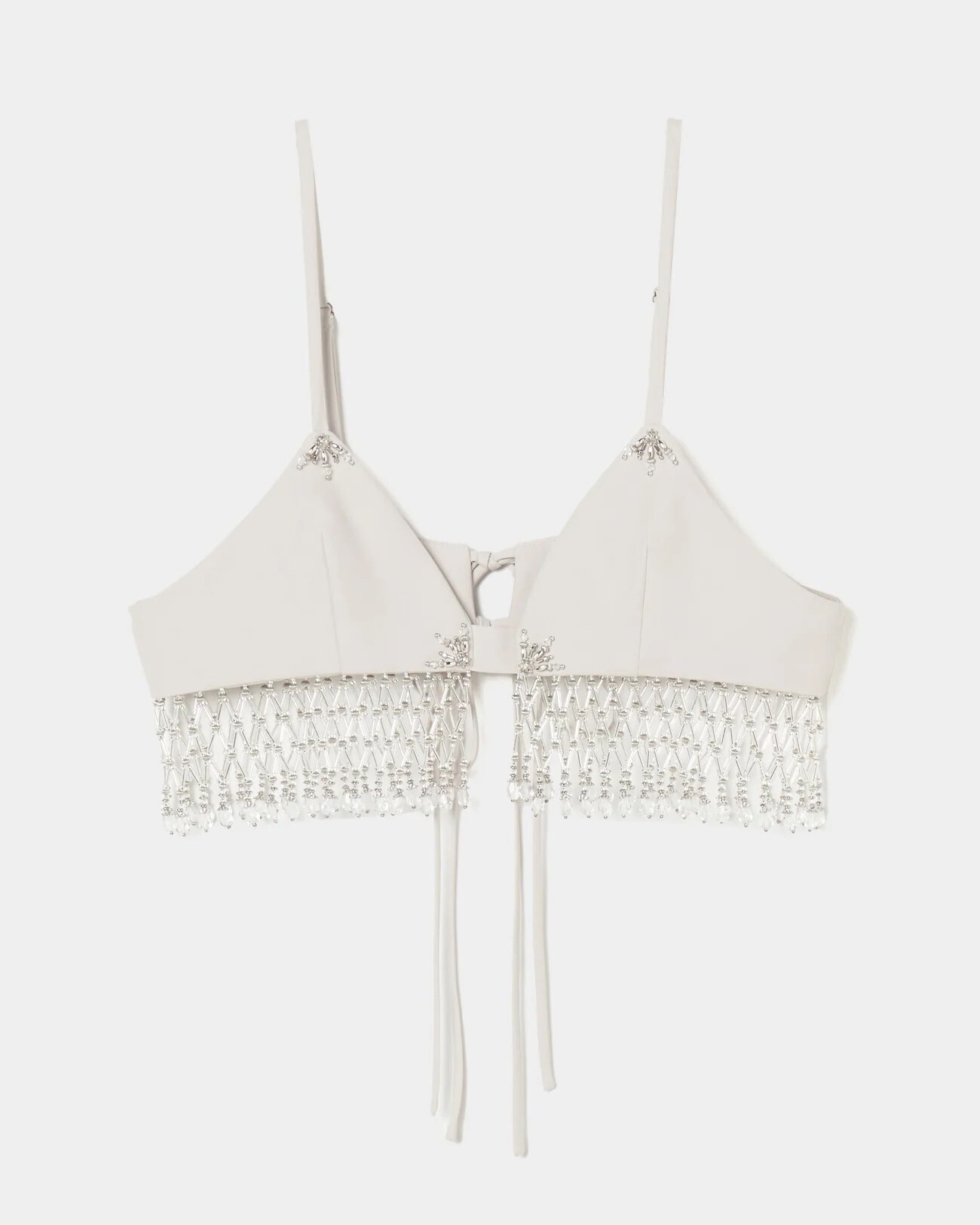 Tanaka Daisuke beads fringe bra Gray