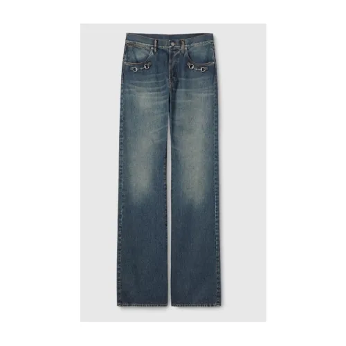 GUCCI Cotton Denim Trousers with Horsebit