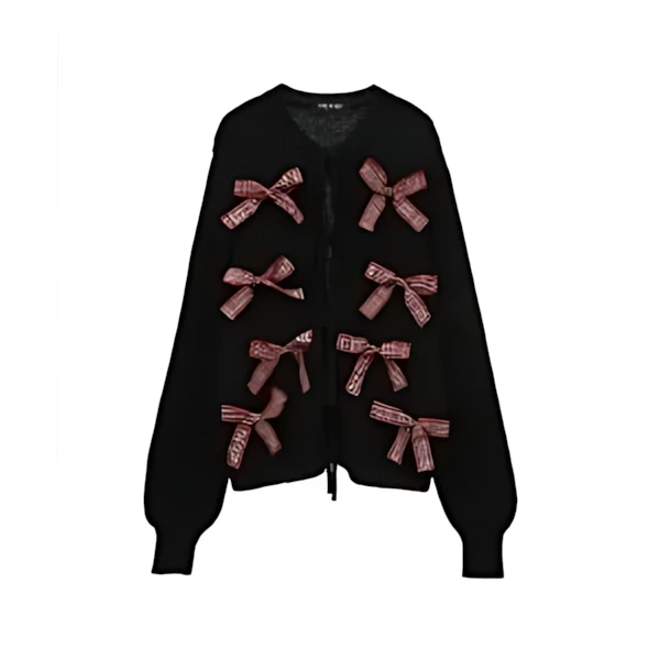 CANDY STRIPPER FANCY RIBBON KNIT CARDIGAN