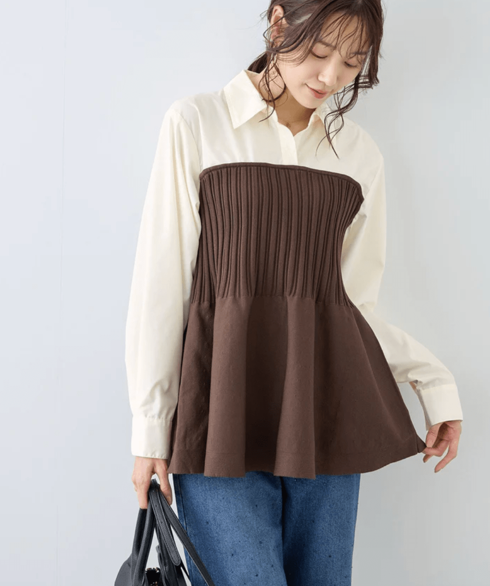 ROPE' PICNIC シャツドッキングペプラムニット