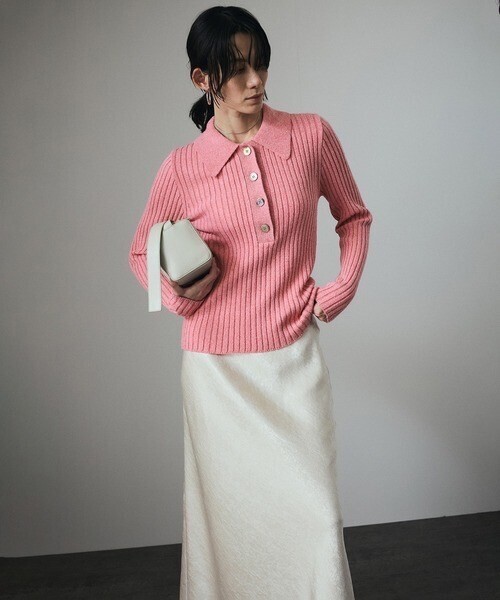 SALON adam et rope' ニット ローシルクリブニットポロシャツ
