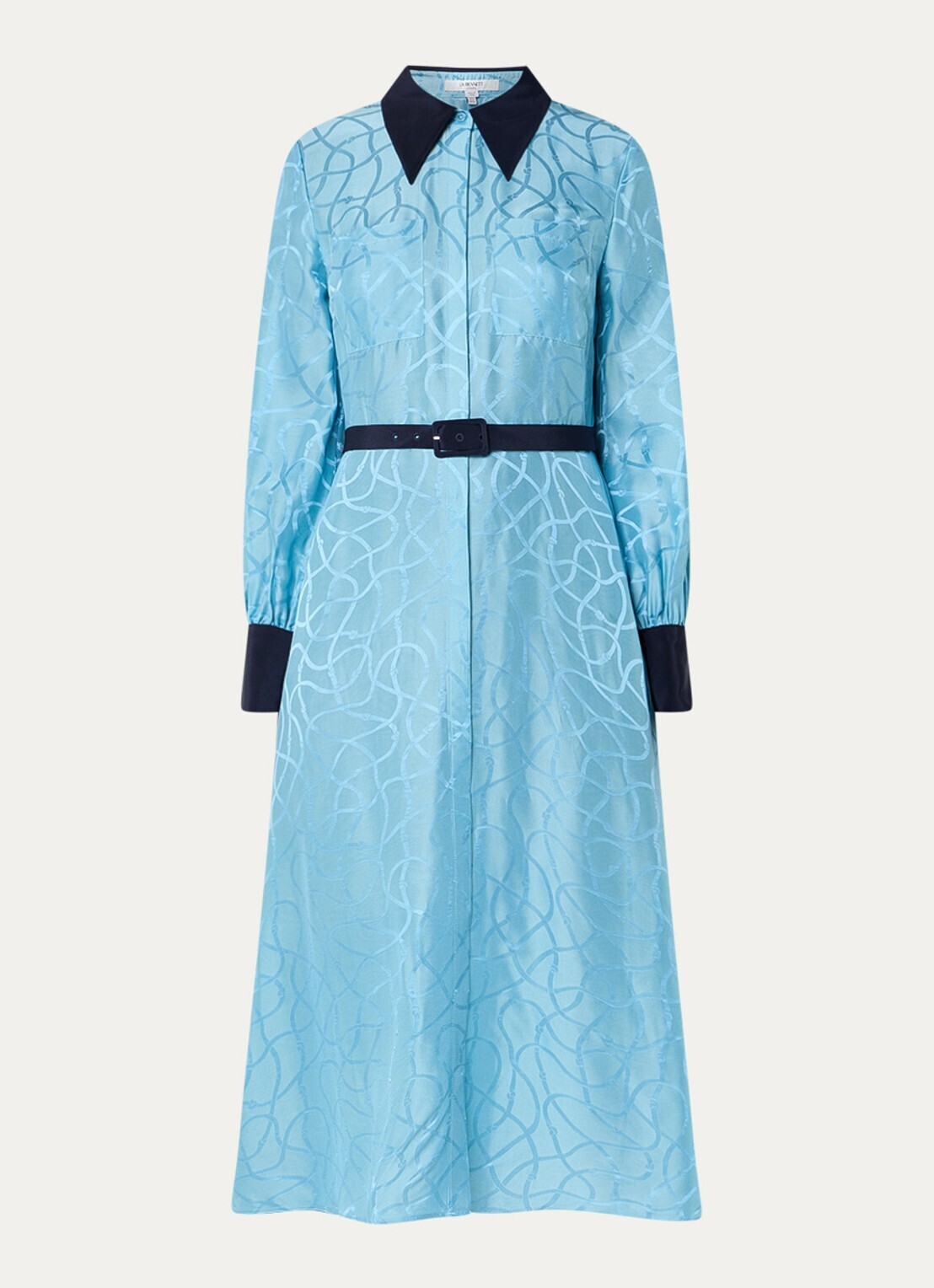L.K.Bennett Dr Henri Midi blousejurk in zijdeblend met jacquard dessin