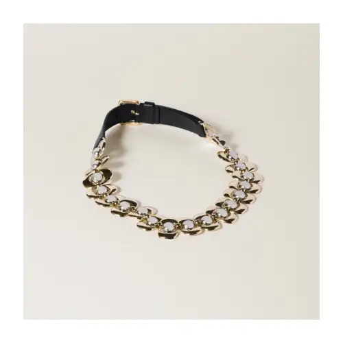 MIU MIU レザーxメタル ベルト