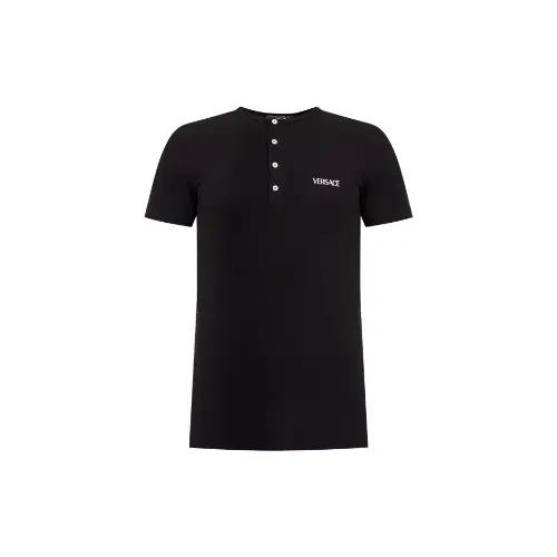 VERSACE ロゴ リブ編みTシャツ
