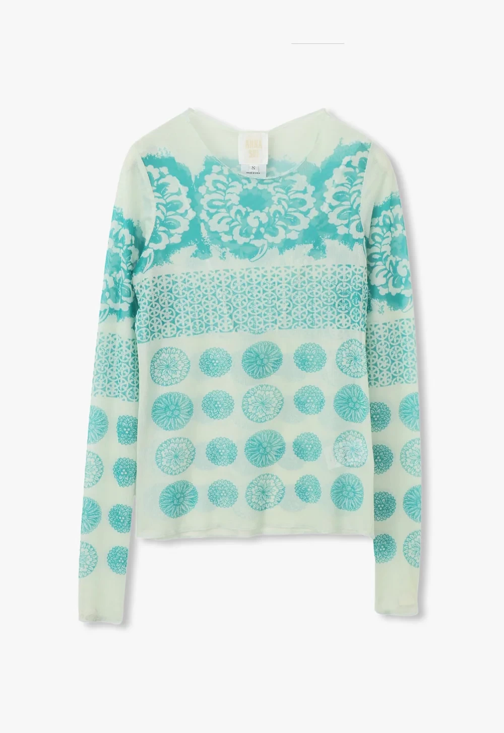 ANNA SUI PRINTED CHRYSANTHEMUM MESH TOP