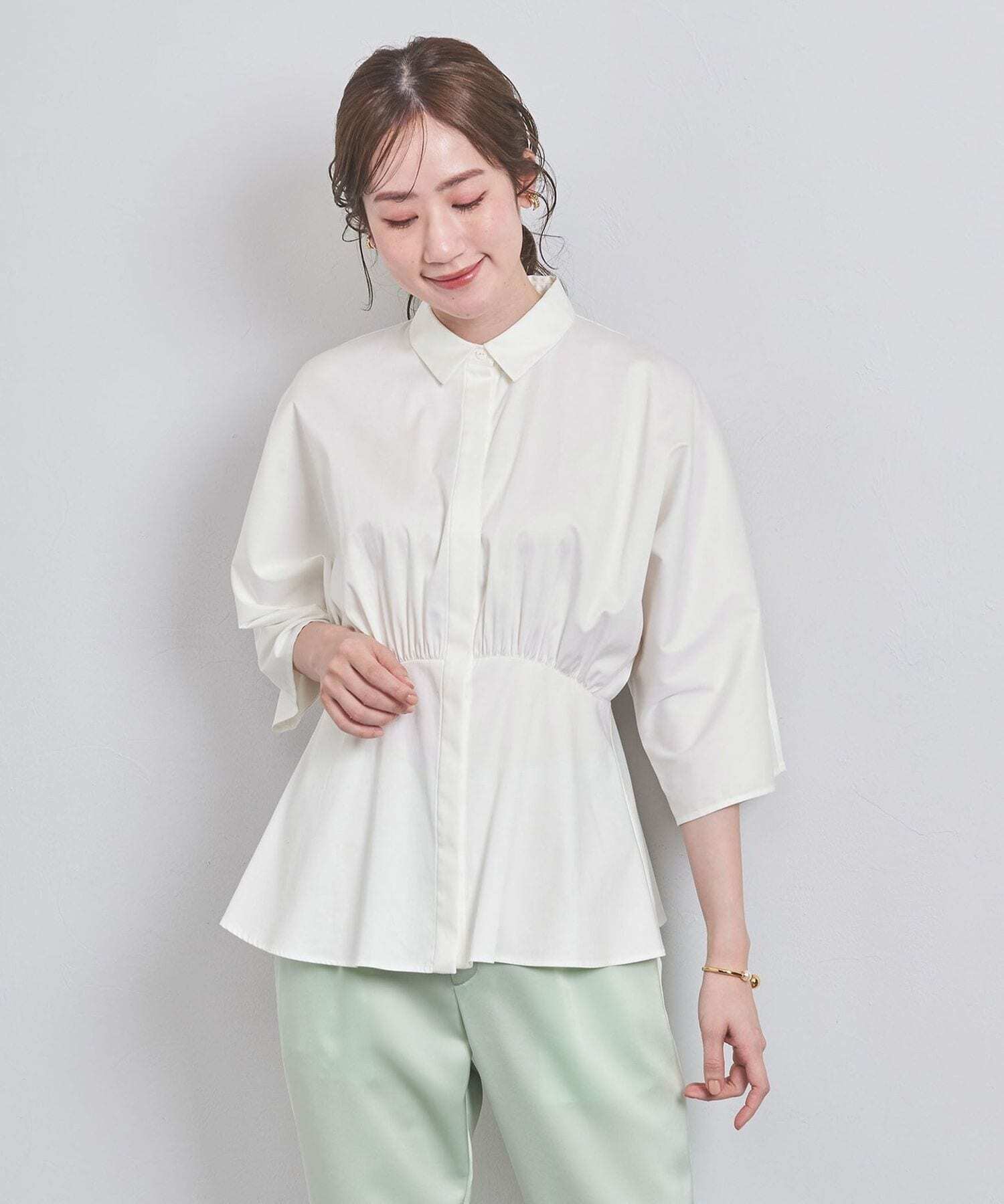 UNITED ARROWS サテン ドルマンスリーブ ブラウス