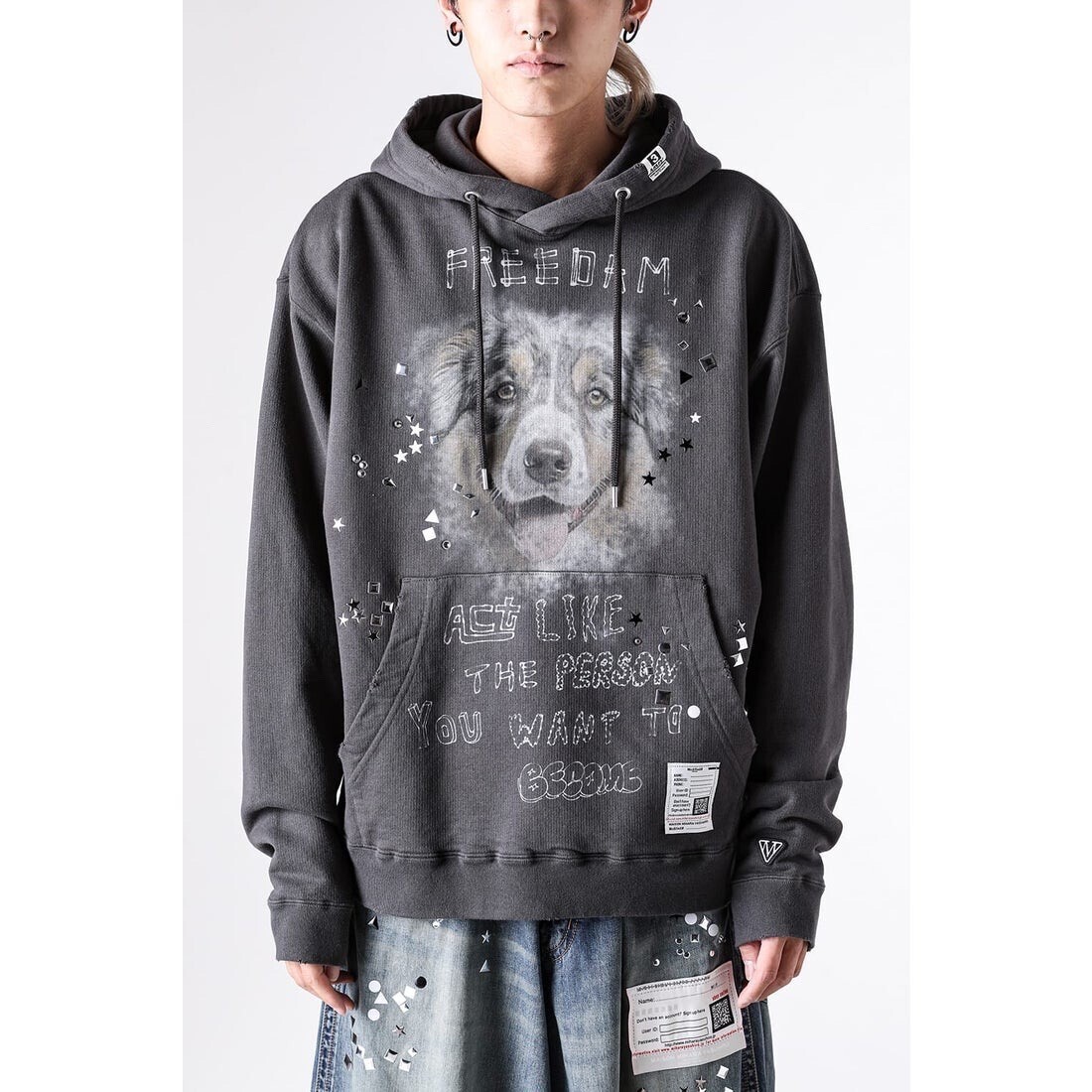 Maison MIHARA YASUHIRO Embellished Distressed Hoodie (Black)