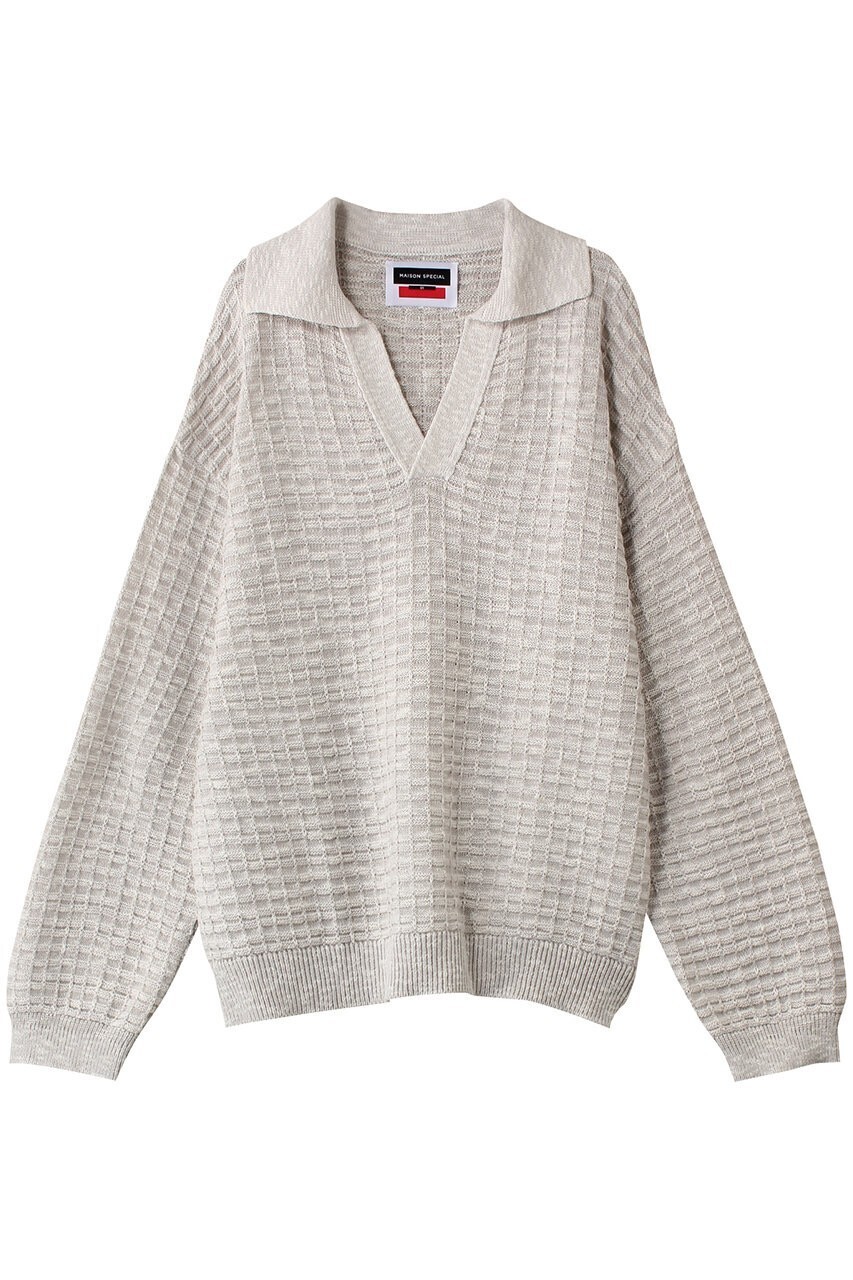 MAISON SPECIAL 【UNISEX】スラブワッフルスキッパーニットポロ