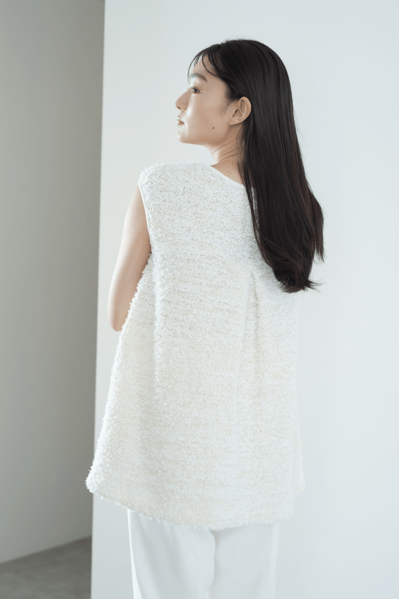maison de Dolce. ペーパーヤーンフレアトップス【white】