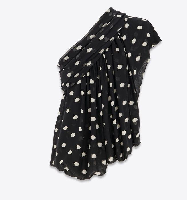 SAINT LAURENT ドレープ ワンショルダートップ