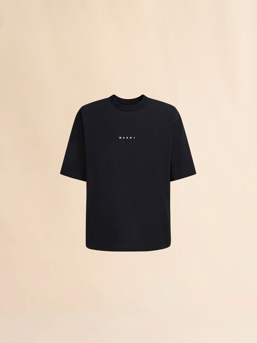 MARNI ブラック オーガニックコットンTシャツ、Mini マルニロゴ入り