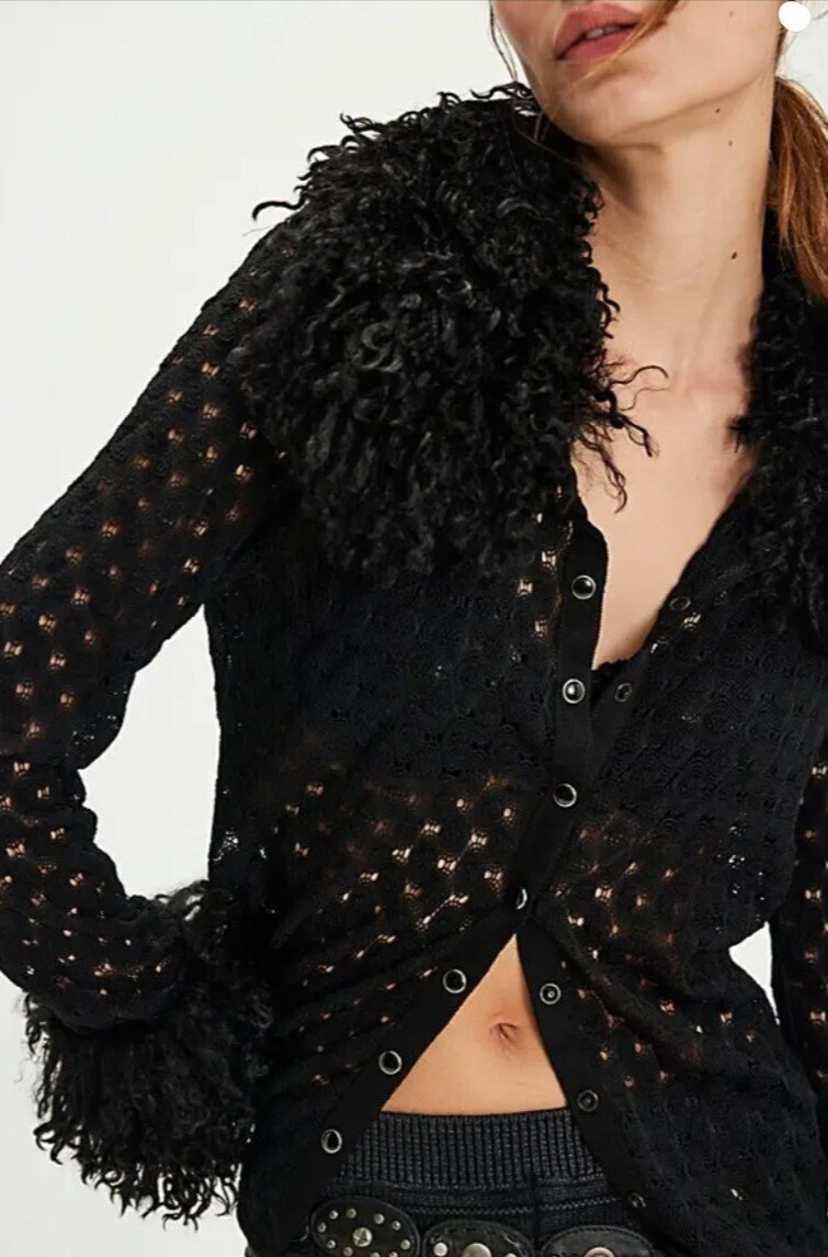 ANNA SUI Faux Fur Snap Top