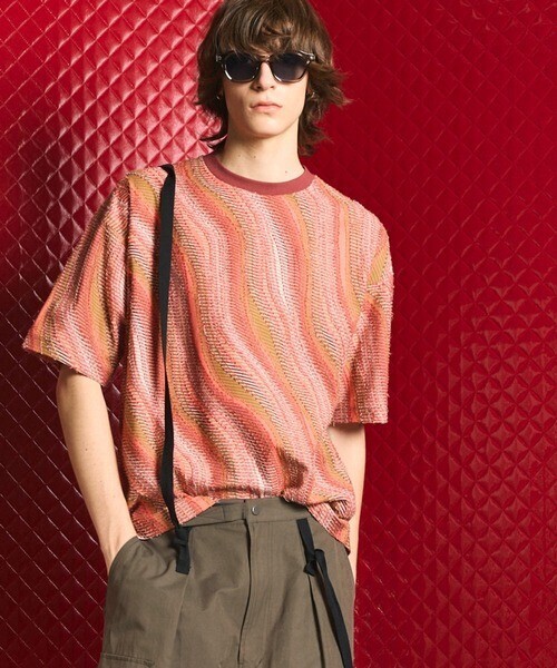 MAISON SPECIAL Wave Back Cut Jacquard Prime-Over Crew Neck T-shirt