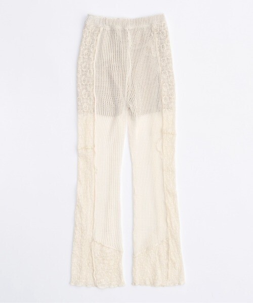 MAISON SPECIAL Mesh Combination Outseam Flare Pants