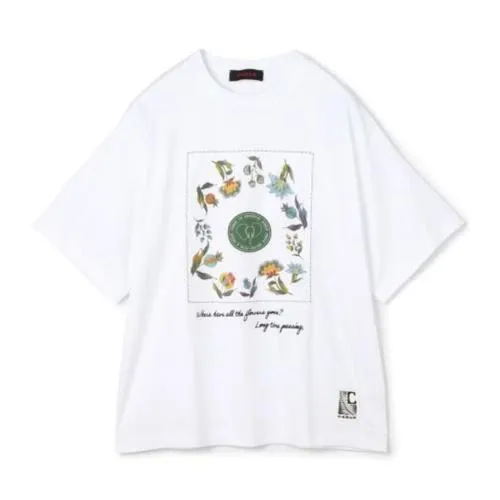 CABaN スビンコットン フラワーサークルプリントＴシャツ