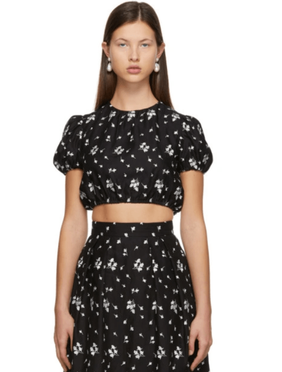 ERDEM Embroidered Romi Cropped T-Shirt