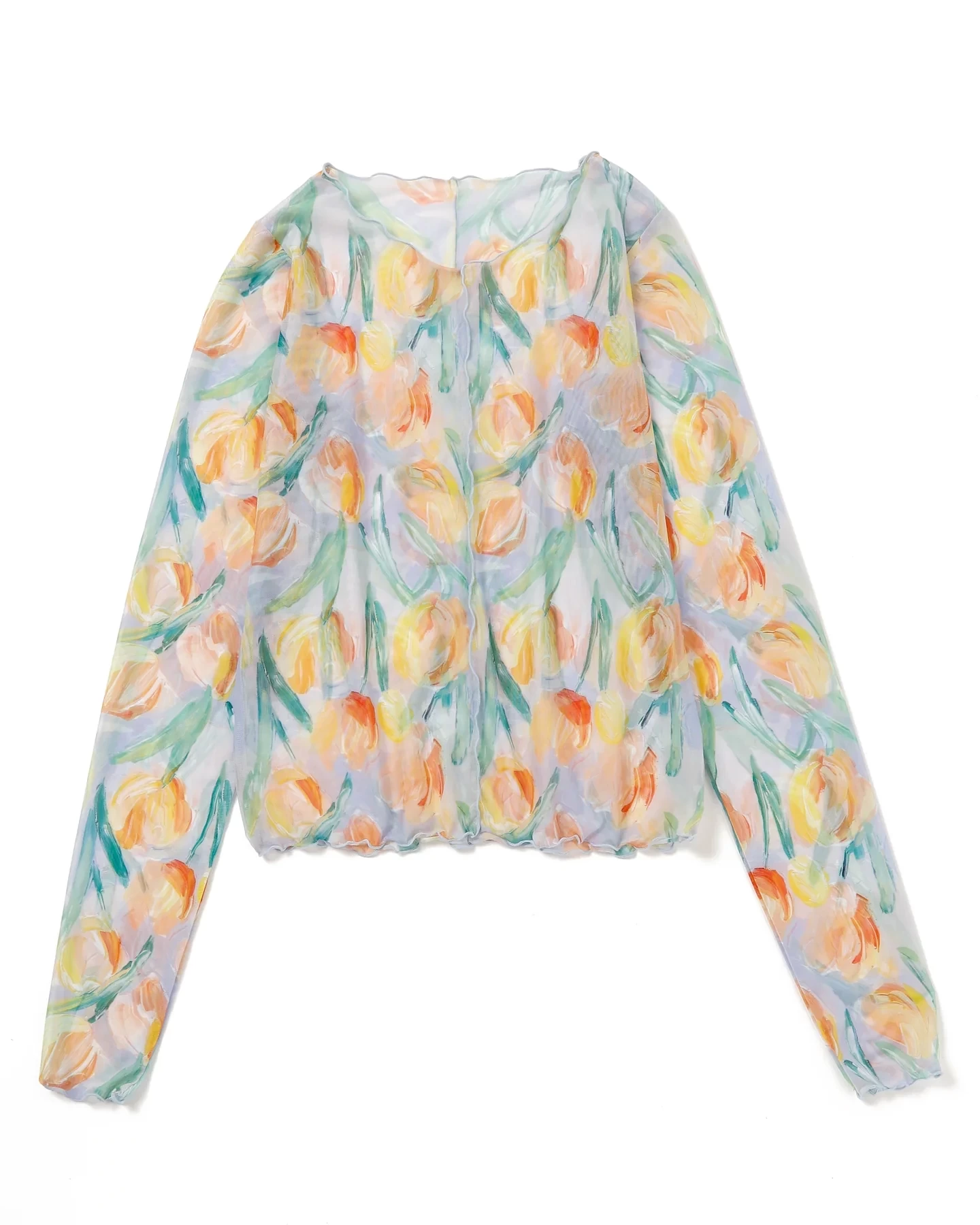 POPPY Orange tulip see-through tops (Crew neck)