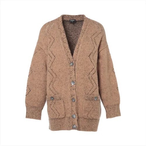 CHANEL ココボタン 22年 シルク×ウール×カシミヤ カーディガン