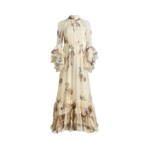 ETRO フローラル ラッフルシルクドレス