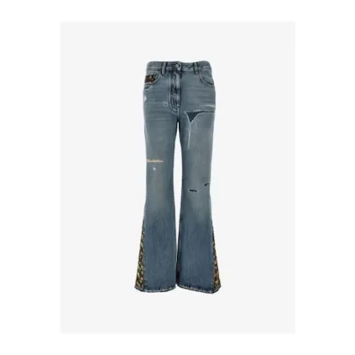 VALENTINO floral-embroidered ripped jeans