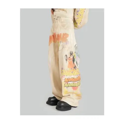 SANKUANZ GRAPHIC PRINT UNISEX WASHED JEANS