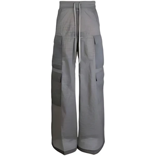 Rick Owens Geometric-pattern Cargo Trousers In Grey