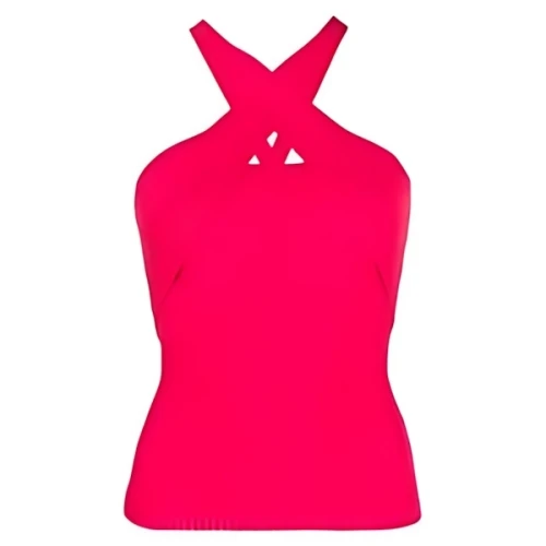 MSGM ribbed-knit halterneck top