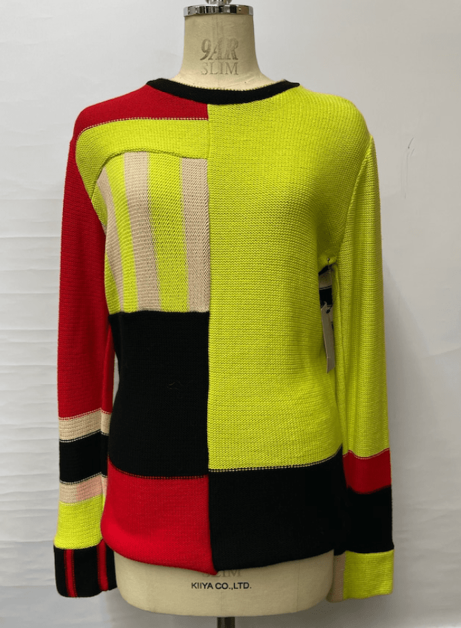 alkaa ECKHAUS LATTA  バイカラーパネルパターンカラフルTOPSニット