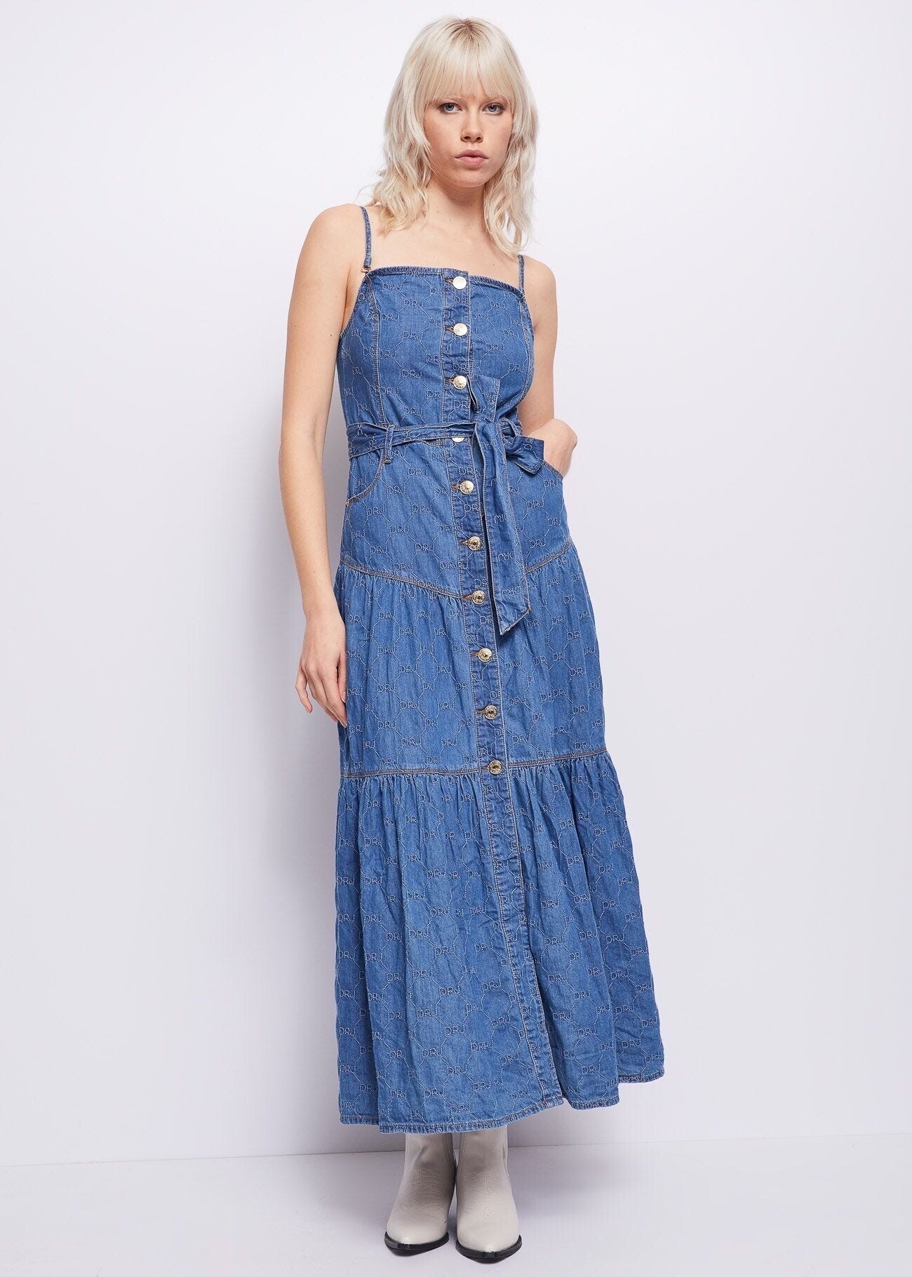 DENNY ROSE DENIM DRESS WITH LETTERING