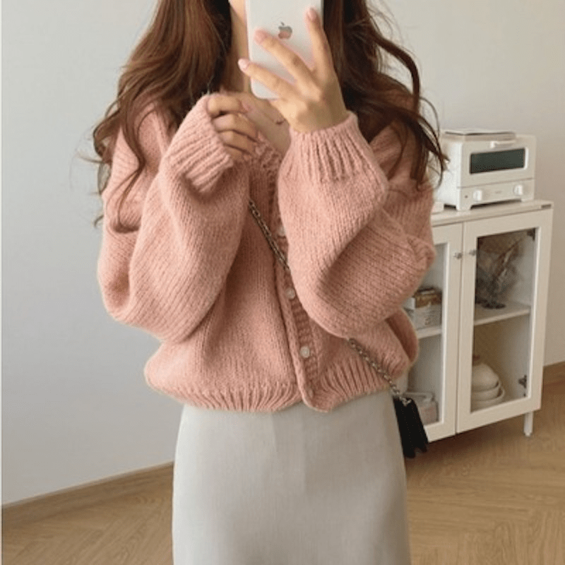 Lamitte deco くすみカラーニットカーディガン♡トップス カーディガン ニット 女っぽ オシャレ デート 女子会
