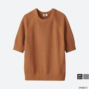 UNIQLO コットンメッシュクルーネックセーター（5分袖）