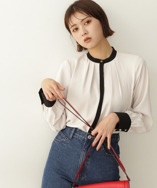 N.(N. Natural Beauty Basic) バイカラーバンドカラーブラウス