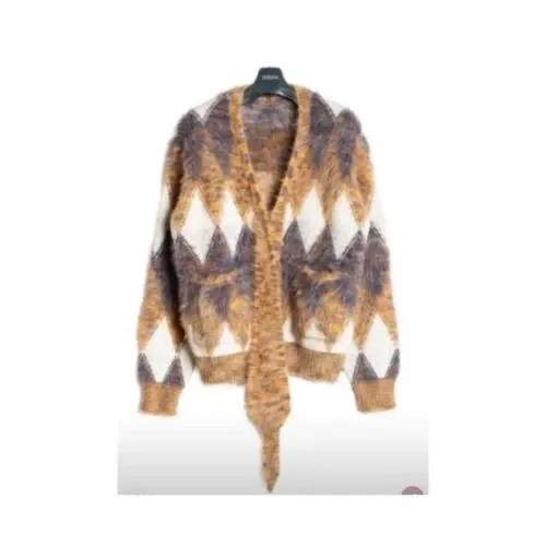 SEVESKIG Argyle Tie Knit Cardigan