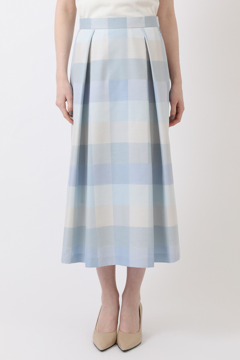 DAKS ブロックチェックロングタフタスカート