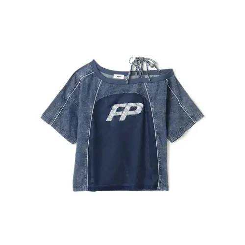 atmos pink Off Shoulder Football T-shirt