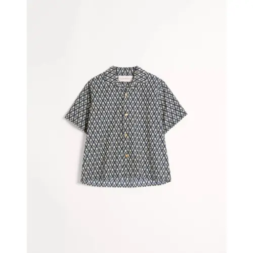 VALENTINO トゥッタラ V プリント コットンポプリン ボウリングシャツ